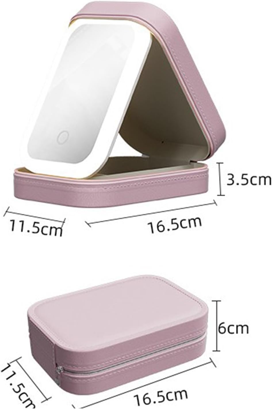 Travel Cosmetic Mirror Case LED Makeup Mirror Storage Case