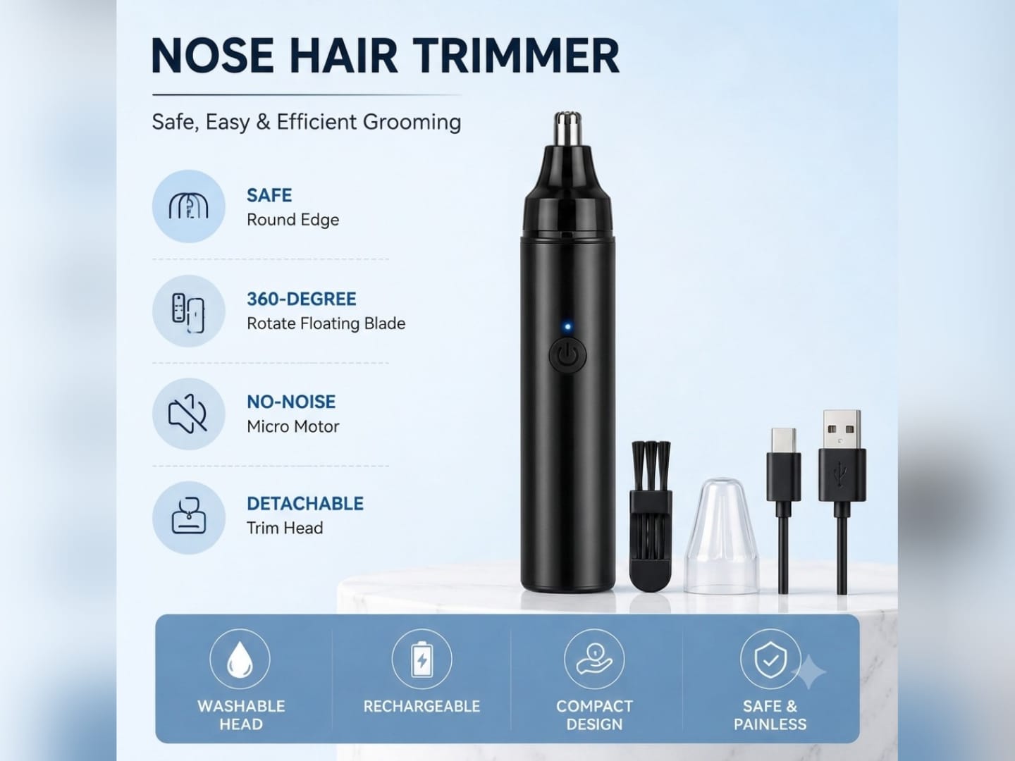 Portable Electric Mini Ear Nose Hair Trimmer